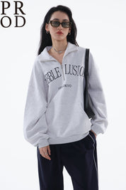 PROD Bldg Apparel & Accessories 美式翻领刺绣卫衣灰色pp