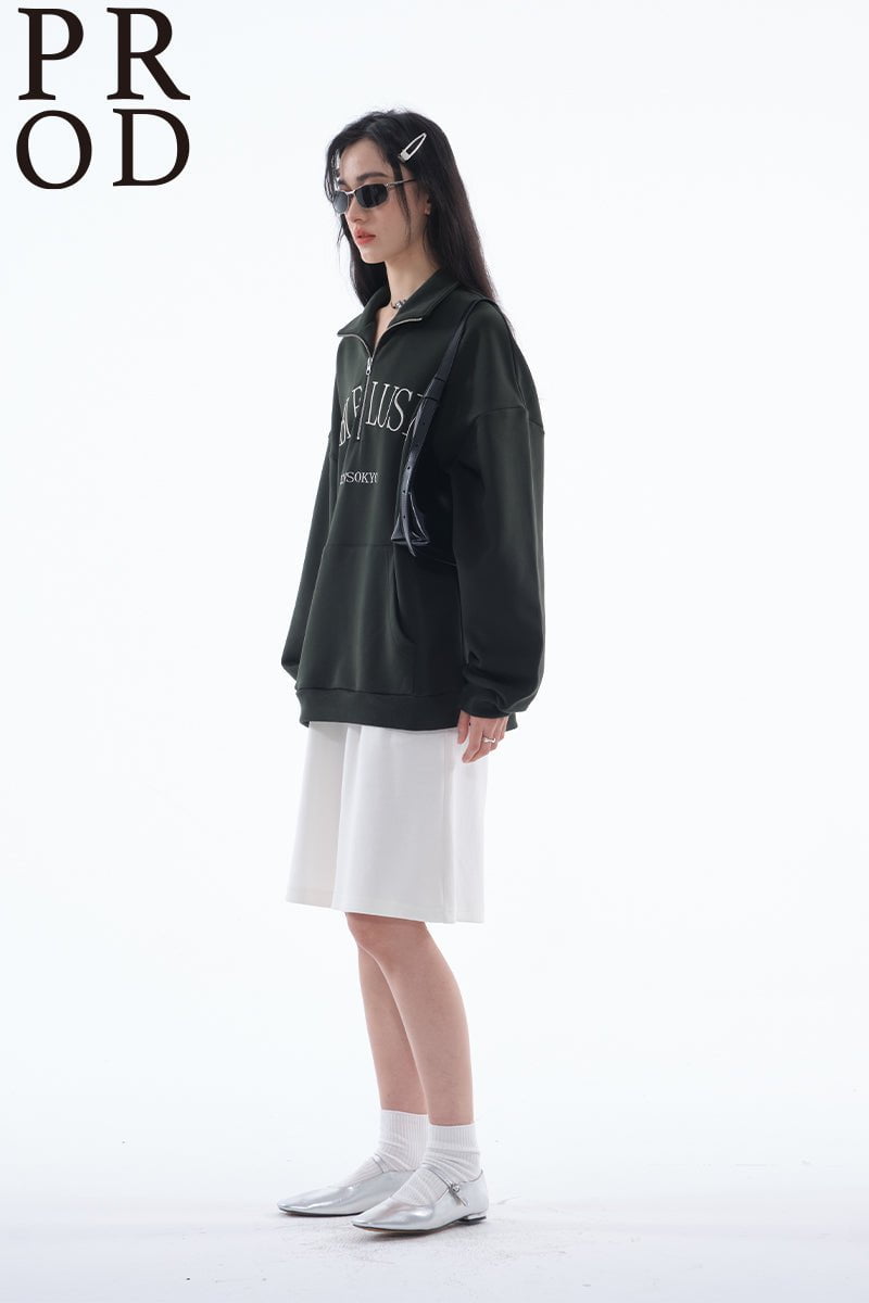 PROD Bldg Apparel & Accessories 美式翻领刺绣卫衣绿色pp