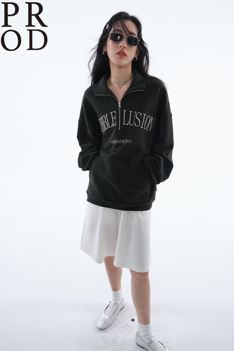 PROD Bldg Apparel & Accessories 美式翻领刺绣卫衣绿色pp