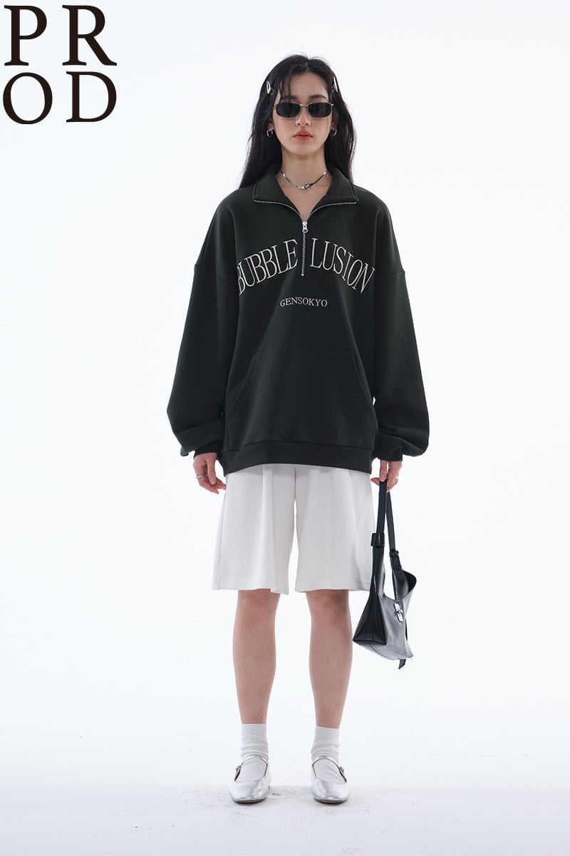 PROD Bldg Apparel & Accessories 美式翻领刺绣卫衣绿色pp