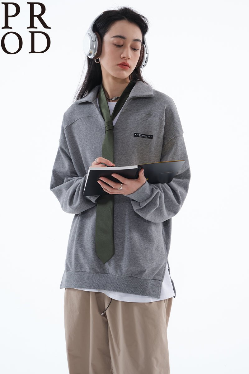 PROD Bldg Apparel & Accessories 美式翻领卫衣灰色pp