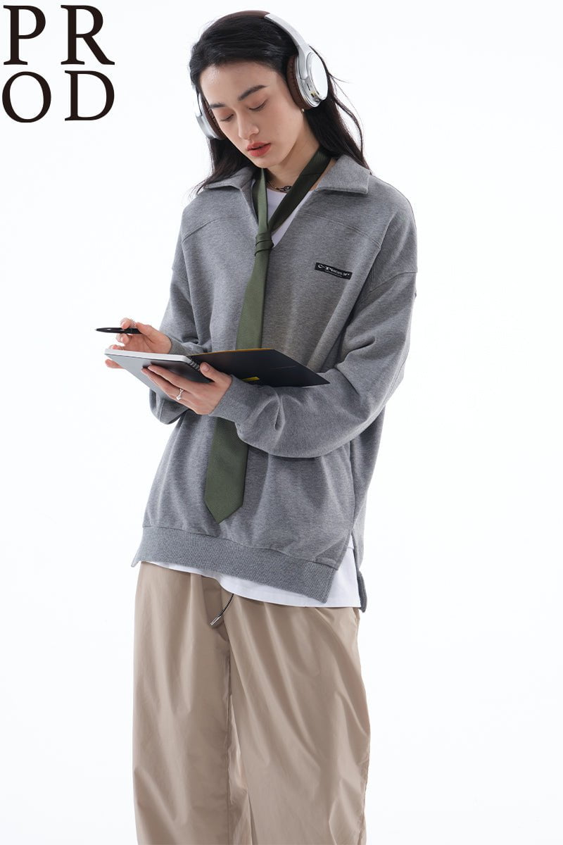 PROD Bldg Apparel & Accessories 美式翻领卫衣灰色pp