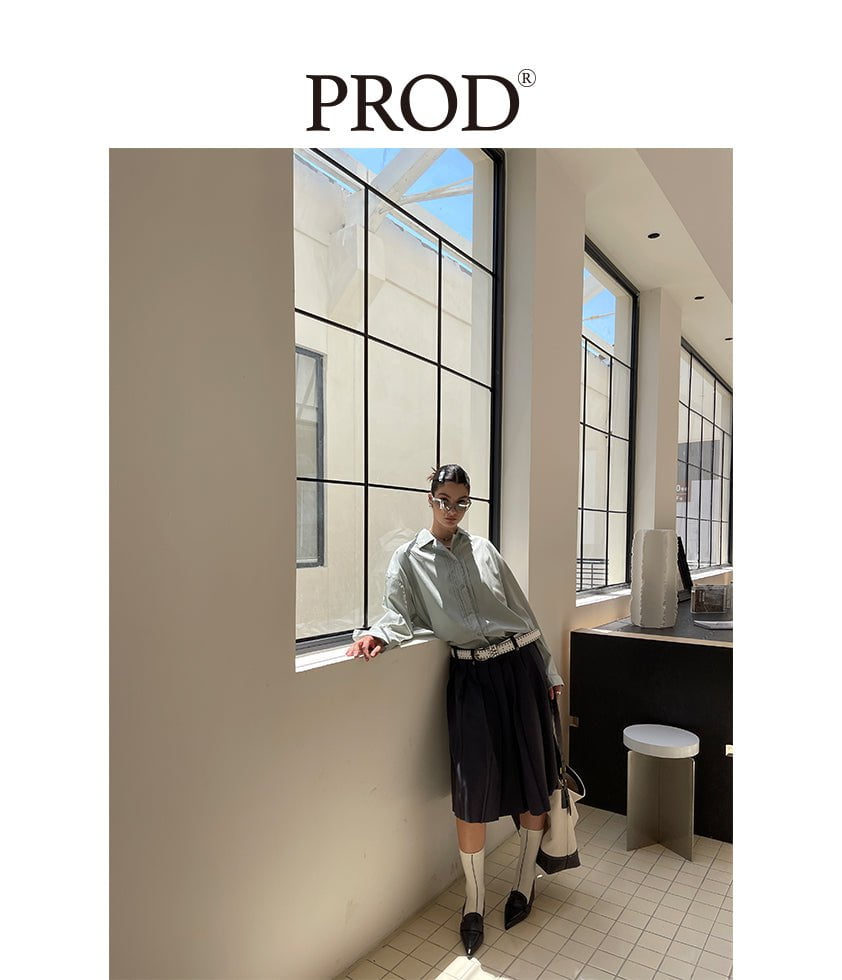 PROD Bldg Apparel & Accessories 古巴领衬衫 灰绿sj