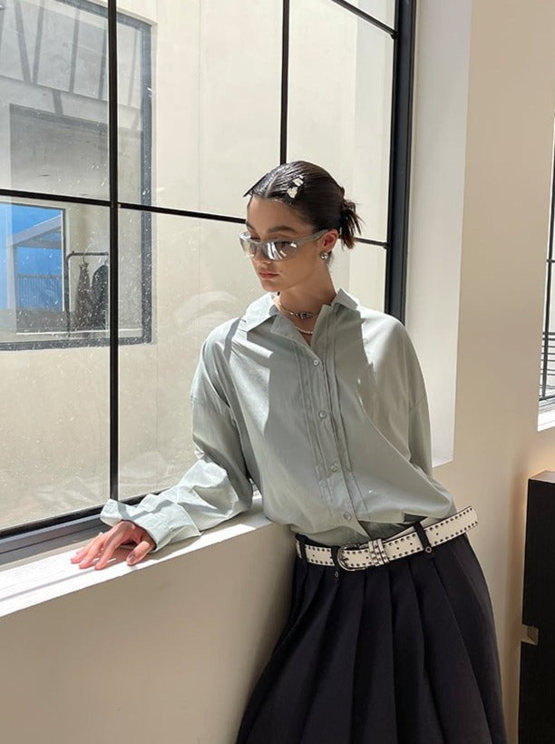 PROD Bldg Apparel & Accessories 古巴领衬衫 灰绿sj