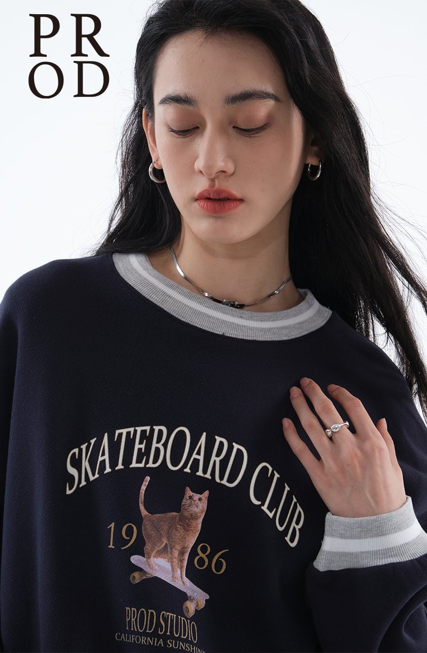 PROD Bldg Apparel & Accessories 滑板猫卫衣 藏青sj