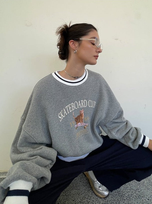 PROD Bldg Apparel & Accessories 滑板猫卫衣 灰色sj