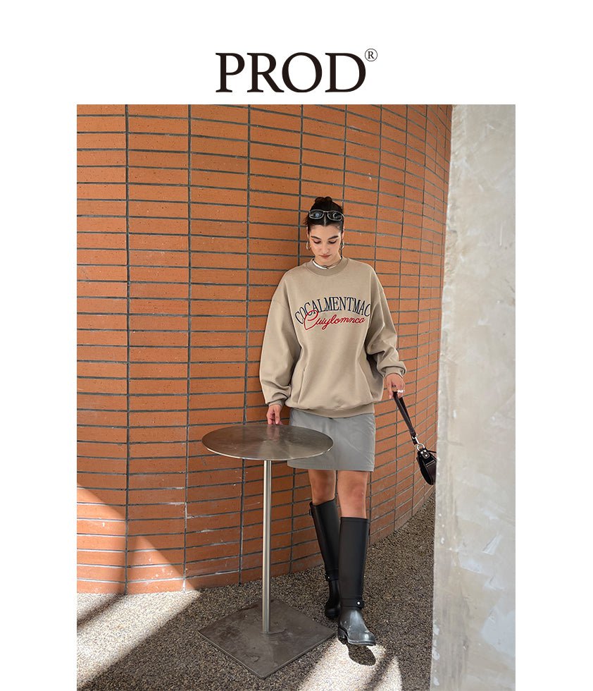 PROD Bldg Apparel & Accessories 卡其色复古刺绣卫衣sj