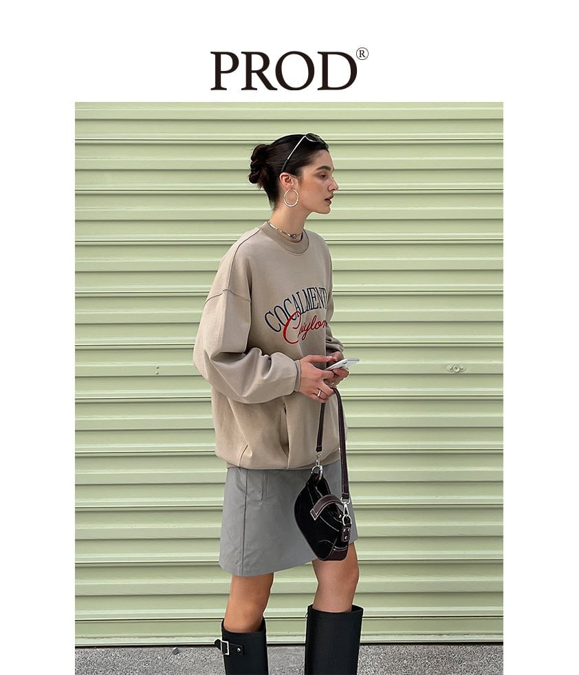 PROD Bldg Apparel & Accessories 卡其色复古刺绣卫衣sj