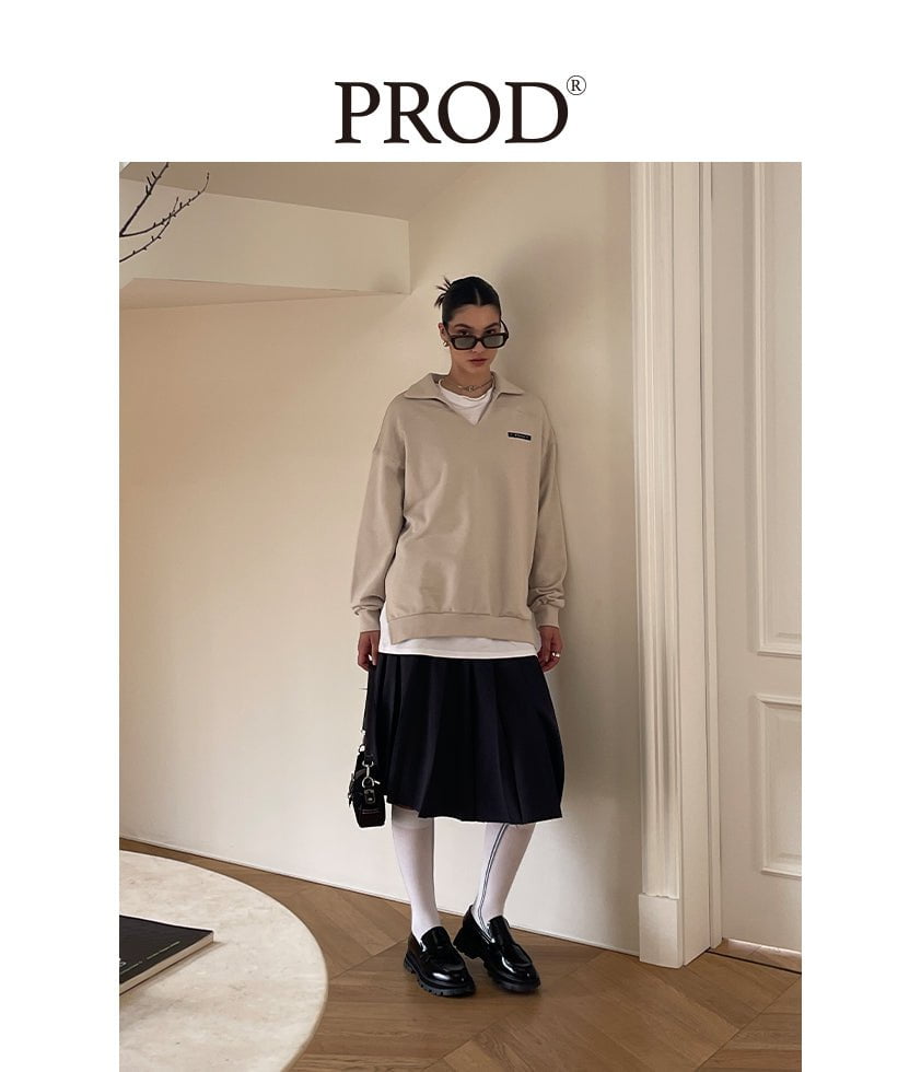 PROD Bldg Apparel & Accessories 美式翻领卫衣米色sj