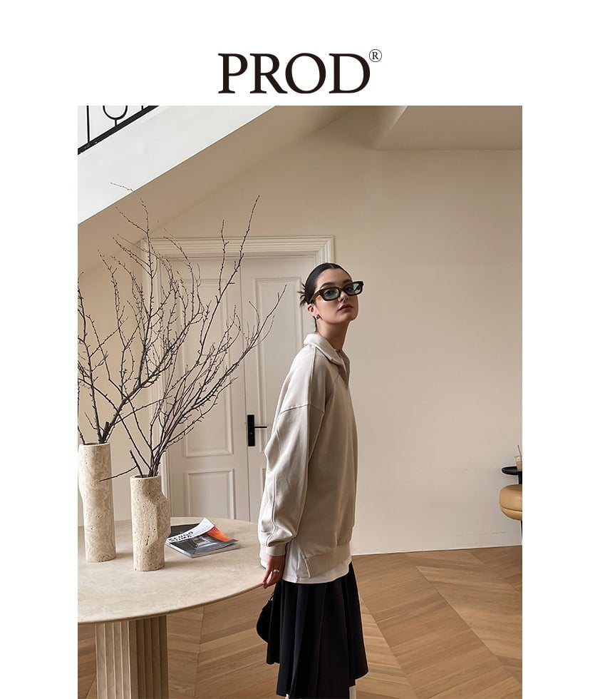 PROD Bldg Apparel & Accessories 美式翻领卫衣米色sj