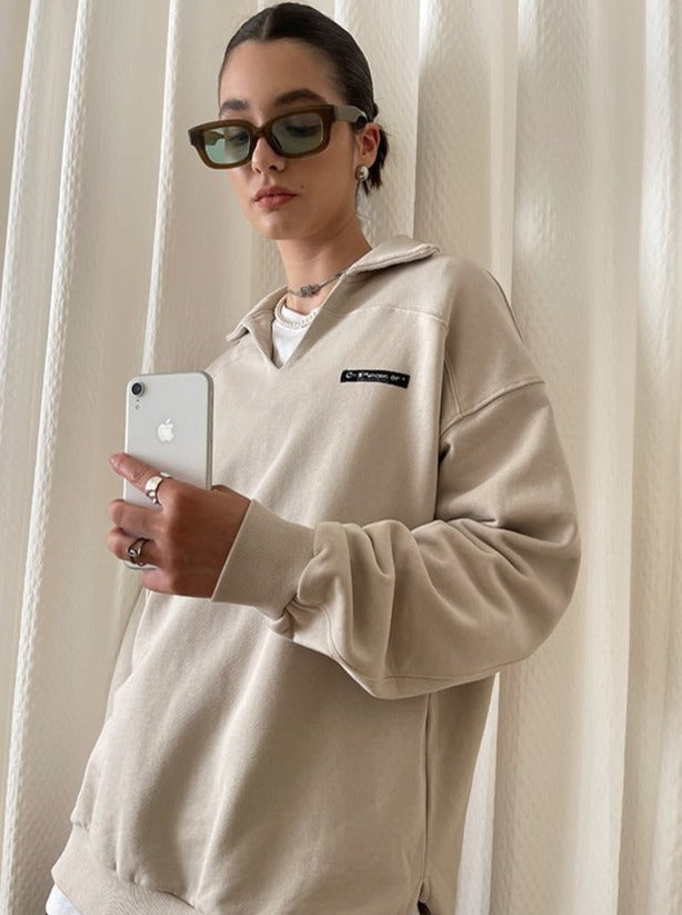 PROD Bldg Apparel & Accessories 美式翻领卫衣米色sj