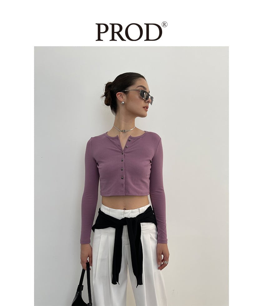 PROD Bldg Apparel & Accessories 纽扣开衫打底 粉紫色sj
