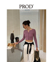 PROD Bldg Apparel & Accessories 纽扣开衫打底 粉紫色sj