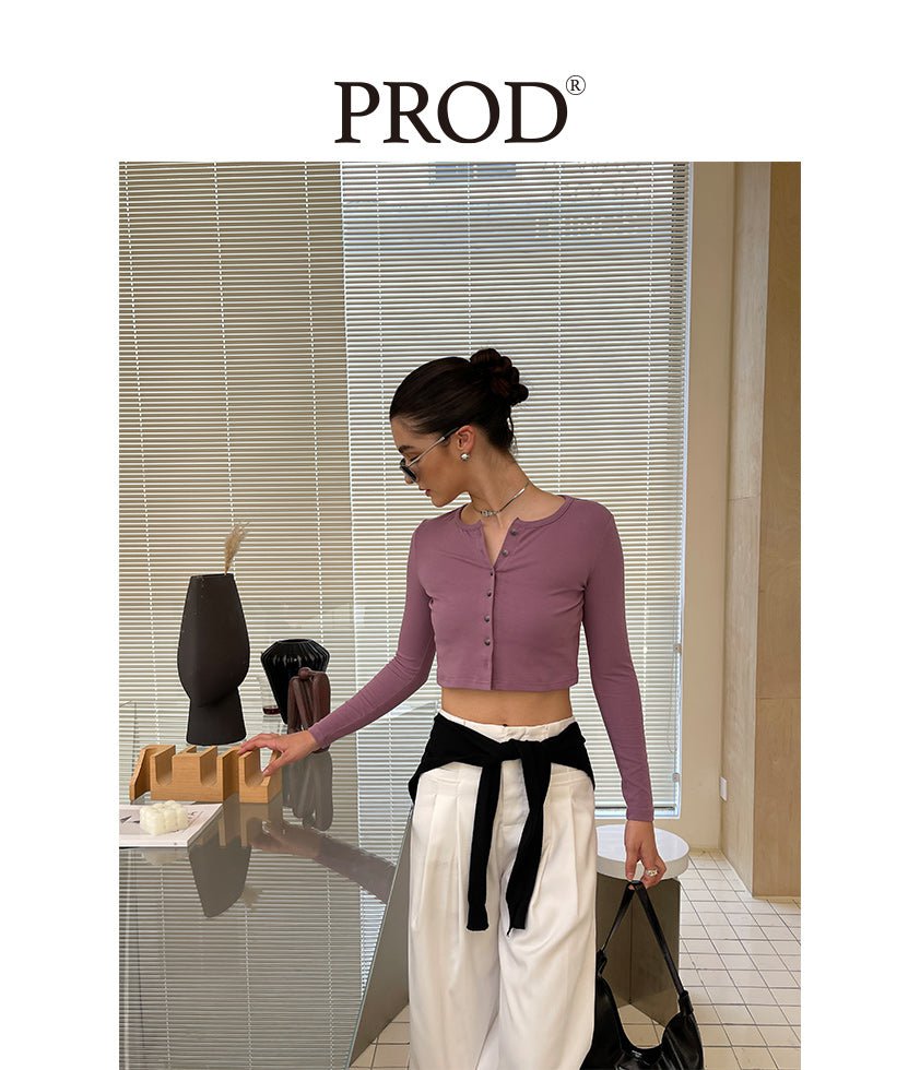 PROD Bldg Apparel & Accessories 纽扣开衫打底 粉紫色sj