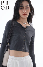 PROD Bldg Apparel & Accessories 纽扣开衫打底 粉紫色sj