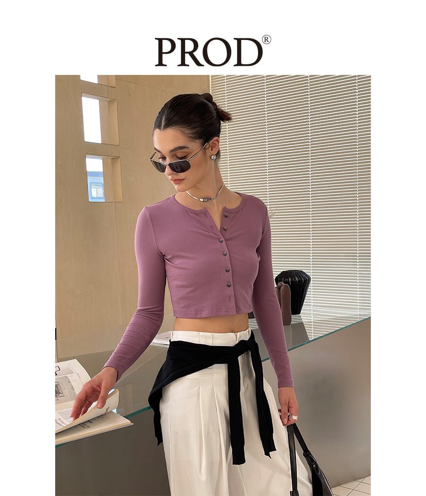 PROD Bldg Apparel & Accessories 纽扣开衫打底 粉紫色sj