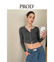 PROD Bldg Apparel & Accessories 纽扣开衫打底 粉紫色sj