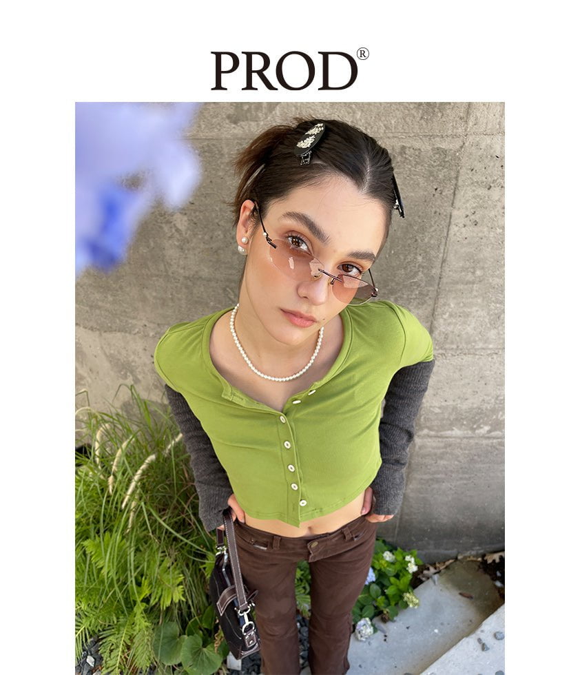 PROD Bldg Apparel & Accessories 纽扣开衫打底 粉紫色sj