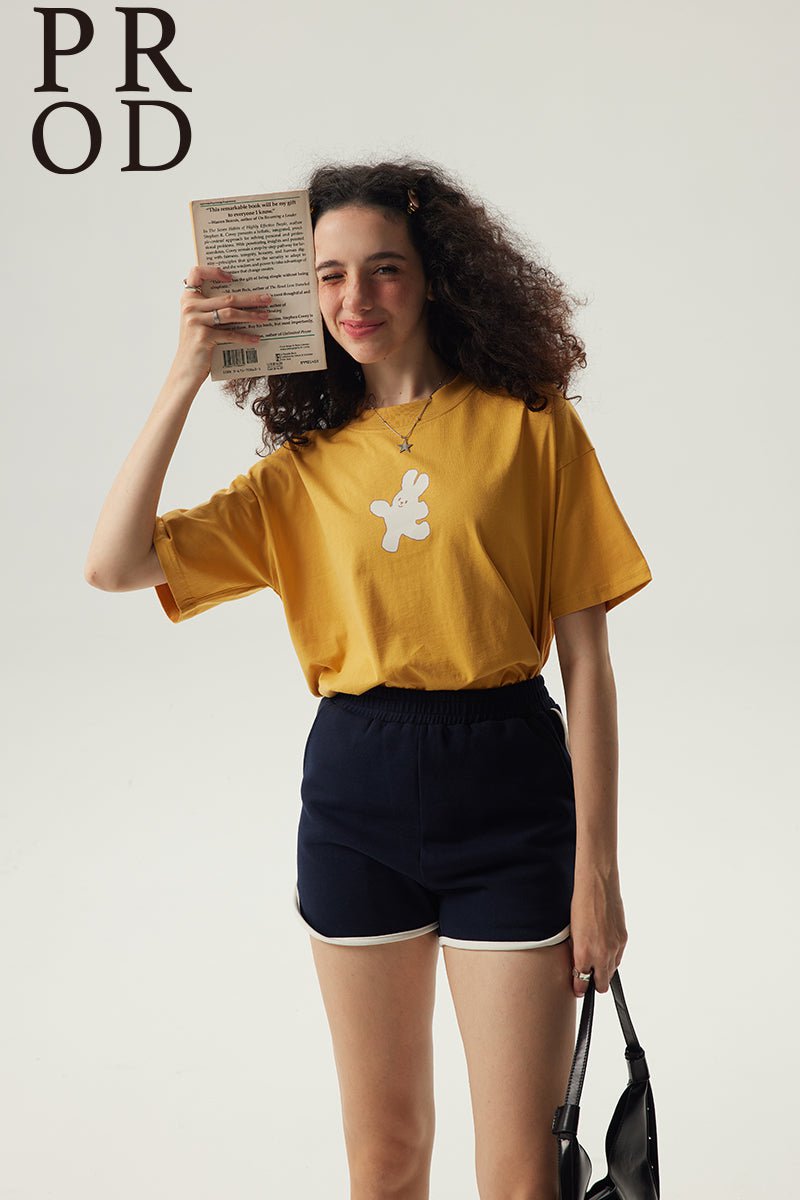 ☆KIRSH☆ Witty Bunny Crop Modal T-Shirt Light Yellow KIRSH Witty Bunny Crop Modal T-Shirt Light Yellow